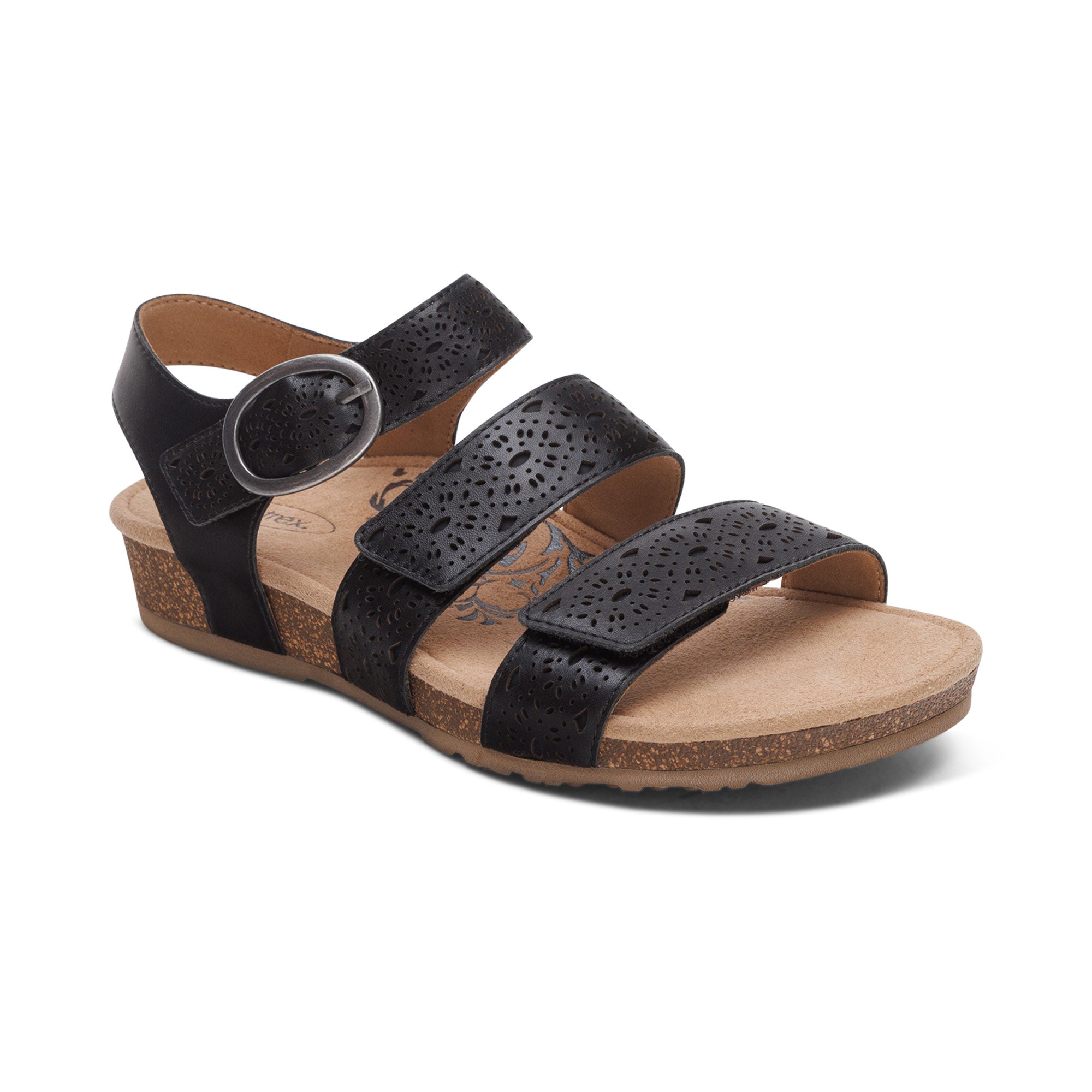 Lilly Adjustable Quarter Strap Sandal #color_black-cutout