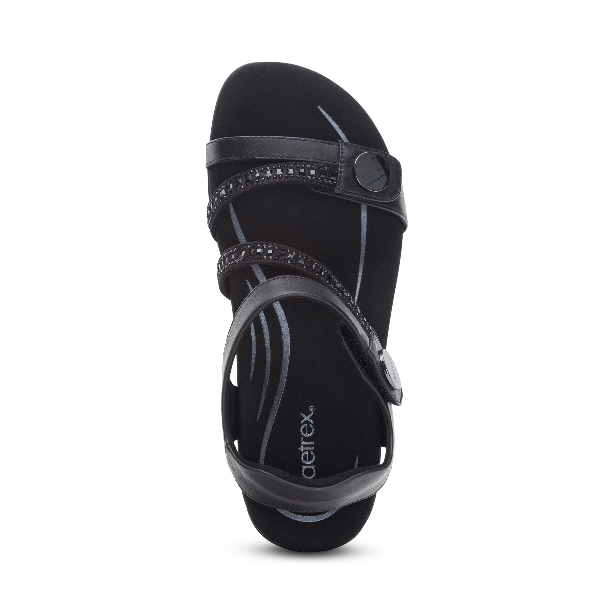 Jess Adjustable Quarter Strap Sandal #color_black sparkle