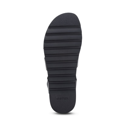 Romy Quarter Strap Cork Flat Sandal #color_black