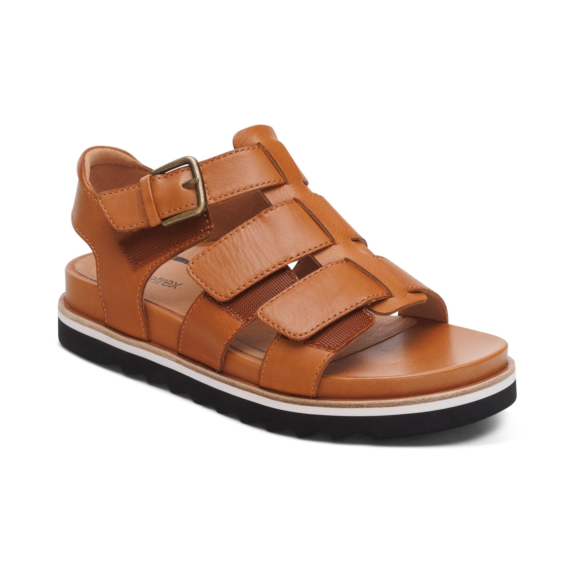 Romy Quarter Strap Cork Flat Sandal #color_ginger