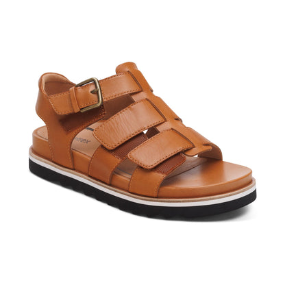 Romy Quarter Strap Cork Flat Sandal #color_ginger