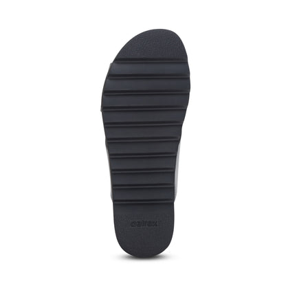 Thea Back Strap Cork Flat Sandal  #color_black