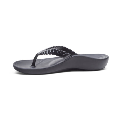 Vicki Braided Thong Sandal #color_black gloss