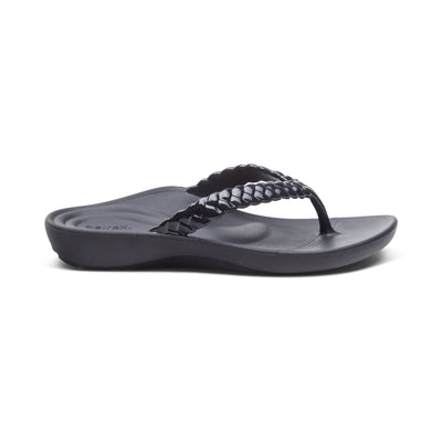 Vicki Braided Thong Sandal #color_black-gloss