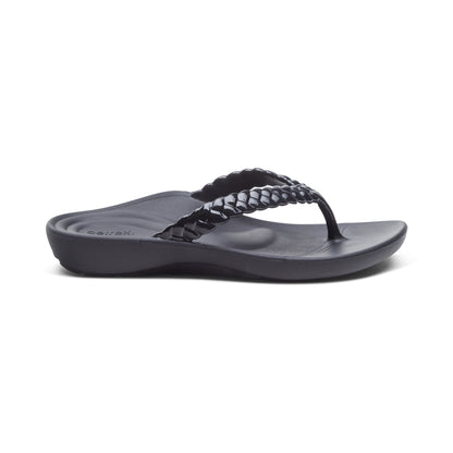 Vicki Braided Thong Sandal #color_black gloss