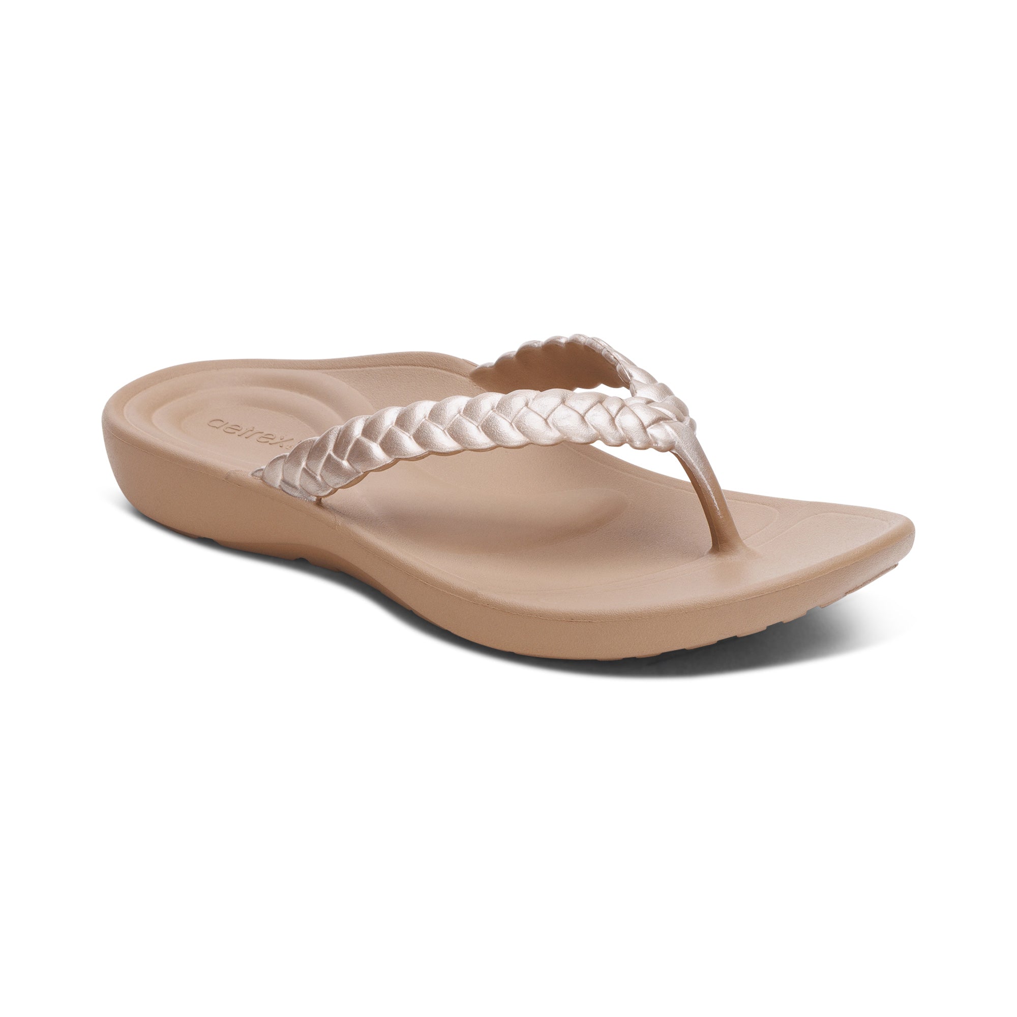 Vicki Braided Thong Sandal Catalog Angle #color_champagne gloss