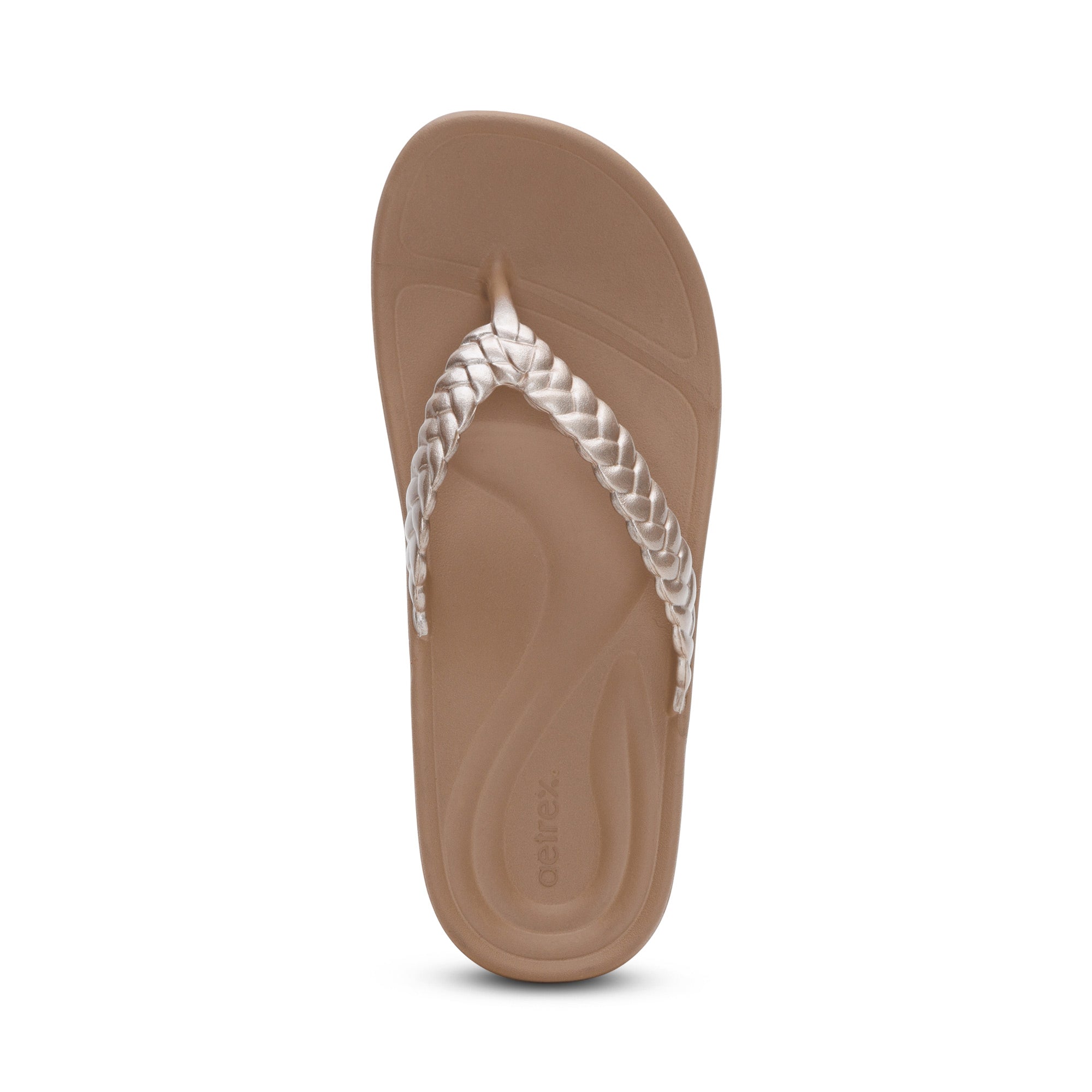 Vicki Braided Thong Sandal Top Angle #color_champagne gloss