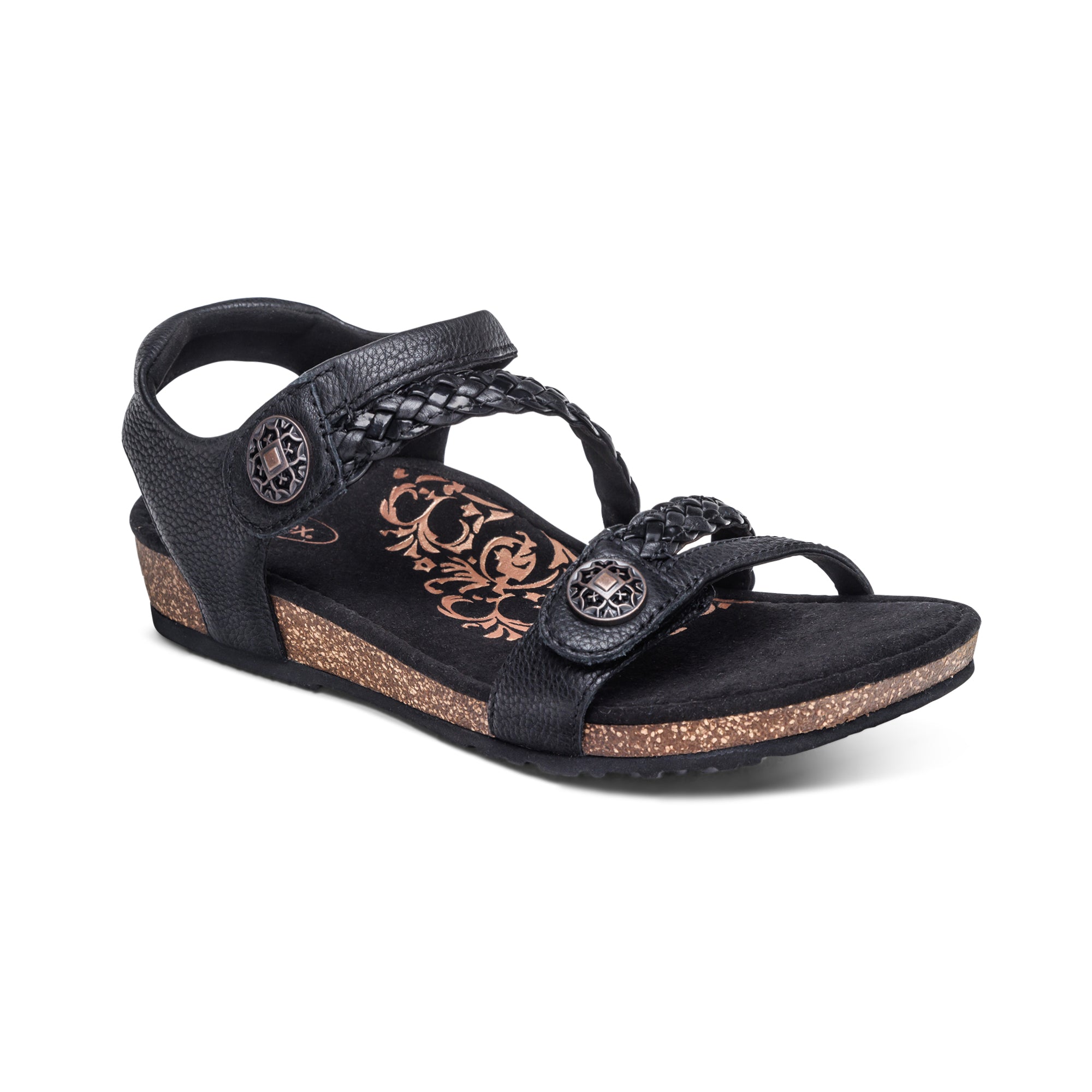 Jillian Braided Quarter Strap Sandal #color_black