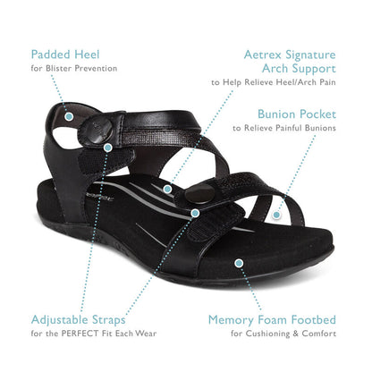 Jess Adjustable Quarter Strap Sandal #color_black