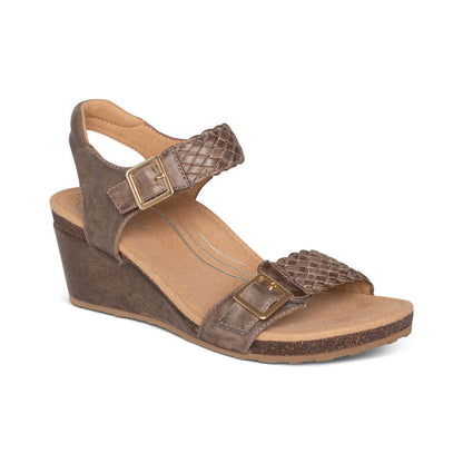 Grace Adjustable Woven Wedge #color_taupe