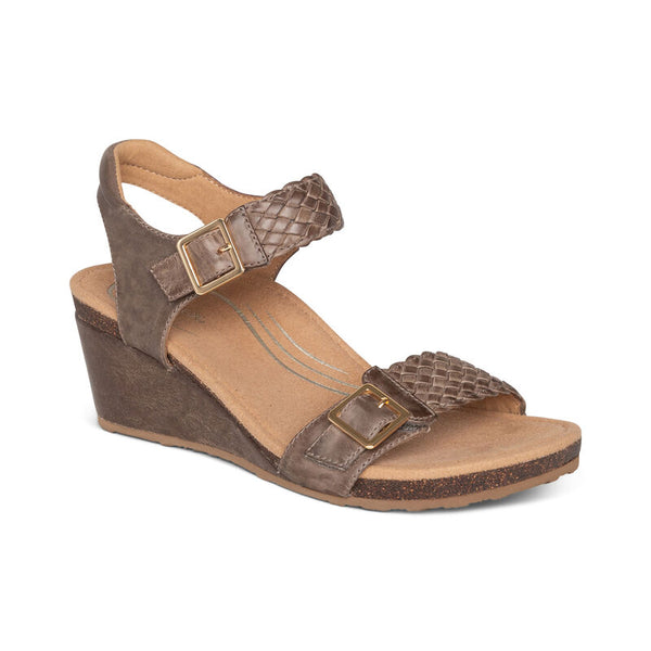 Grace Adjustable Woven Wedge - Taupe – aetrex
