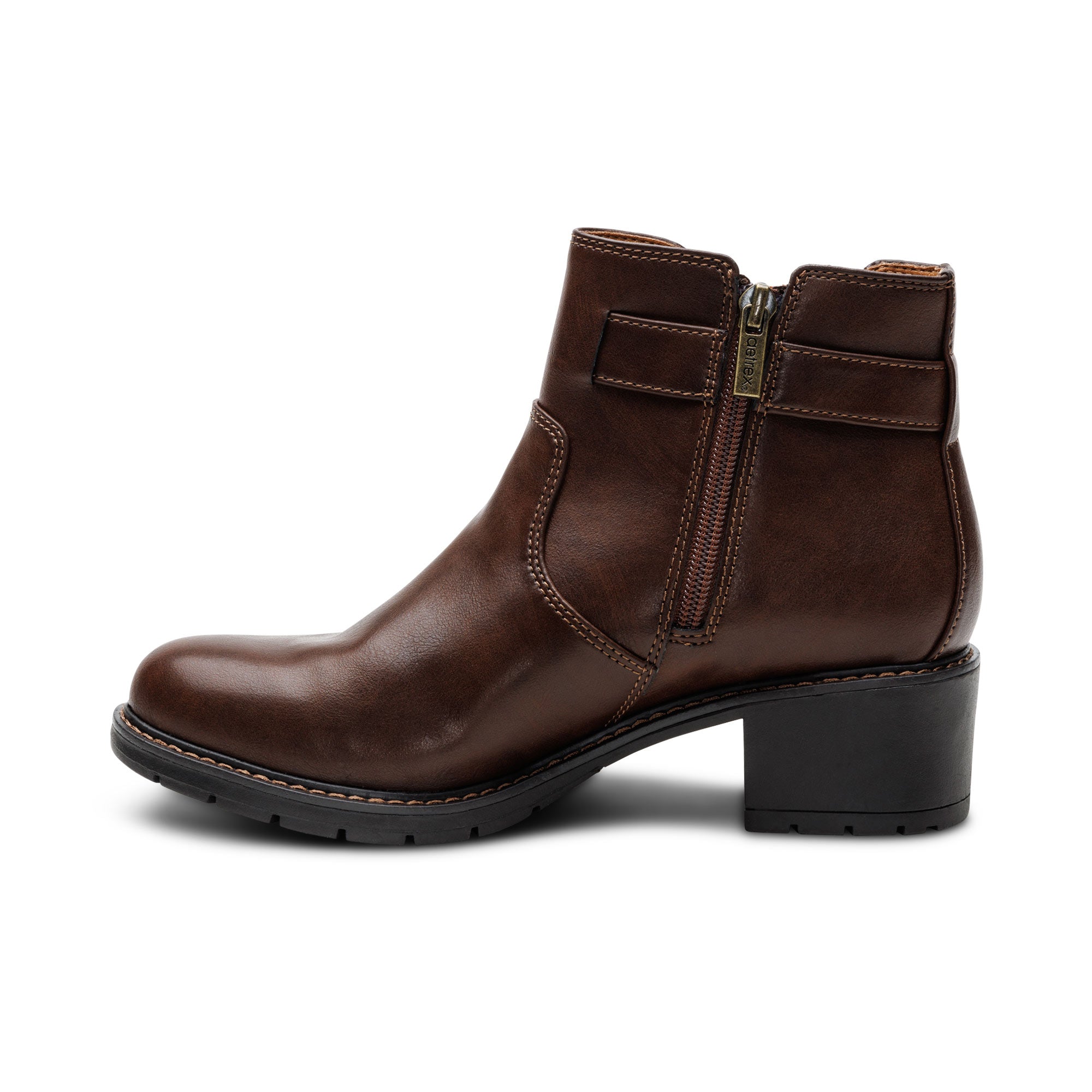 Layla Side Zip Boot - Dark Brown – aetrex