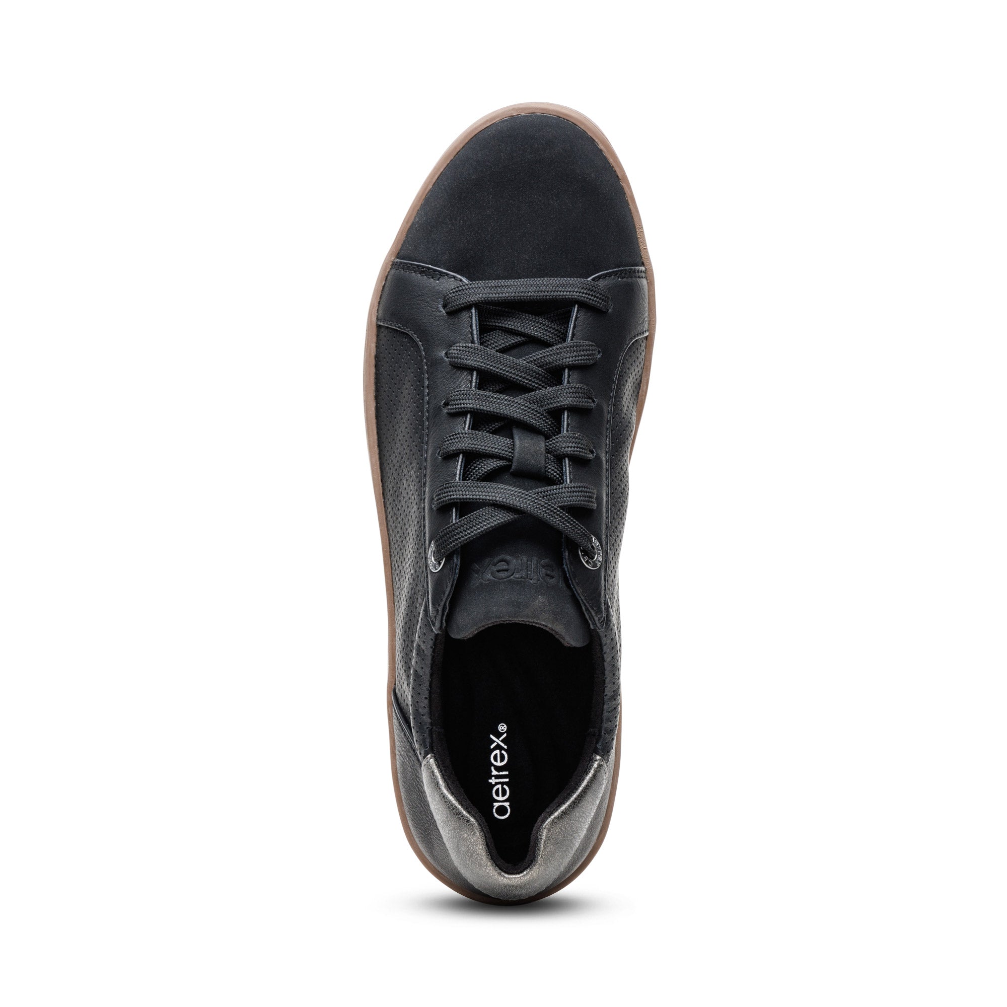 Michaela Lace-Up Sneaker Top Angle #color_black/brown