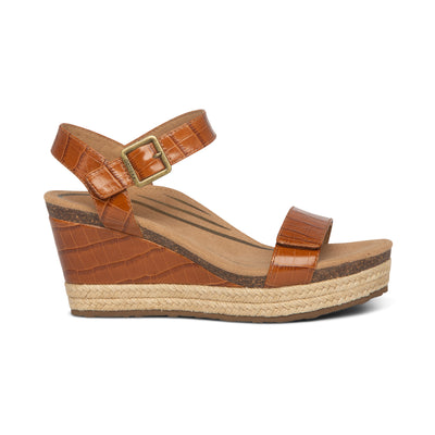 Sydney Quarter Strap Espadrille Wedge #color_cognac leather