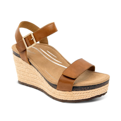 Sydney Quarter Strap Espadrille Wedge #color_cognac leather