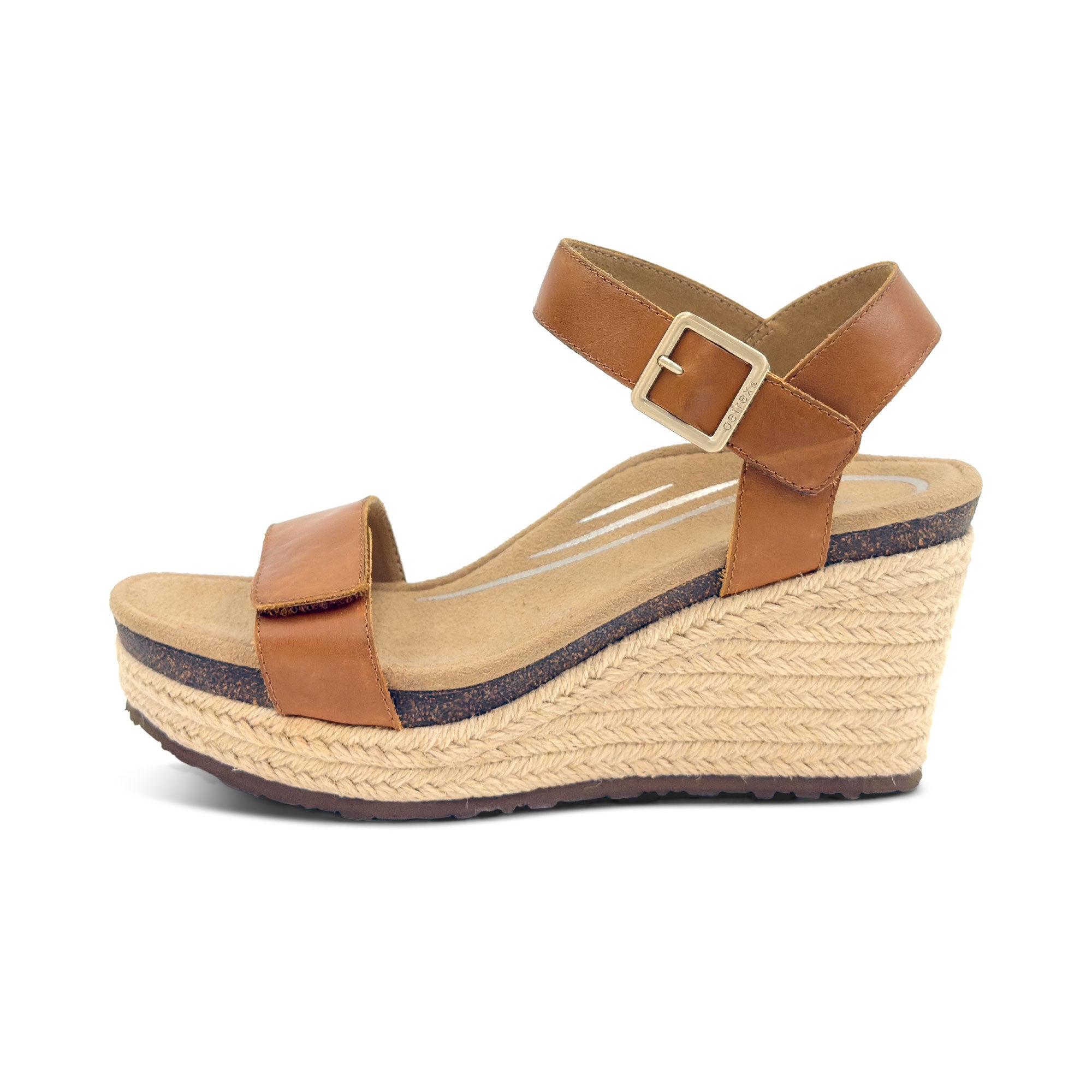 Sydney Quarter Strap Espadrille Wedge #color_cognac leather