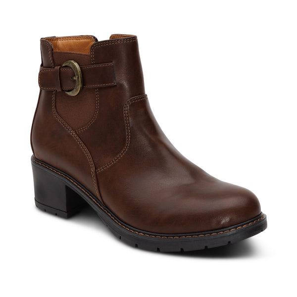 Aetrex Layla Women's Side Zip Boot with Arch Support Wide Fit Boot for Flat Feet - Dark Brown Aetrex Layla Women's Side Zip Boot with Arch Support Wide Fit Boot for Flat Feet - Dark Brown