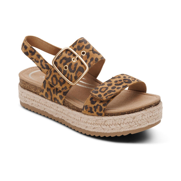 Vania Arch Support Platform Sandal - Leopard – aetrex