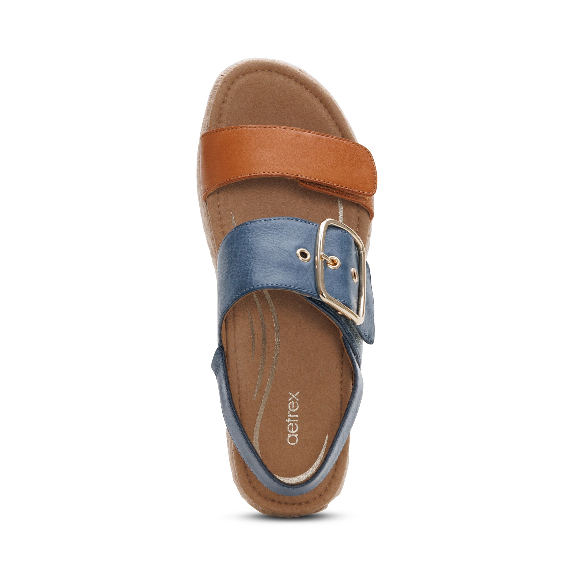 aya Vania Arch Support Platform Sandal - Hazy Blue – aetrex