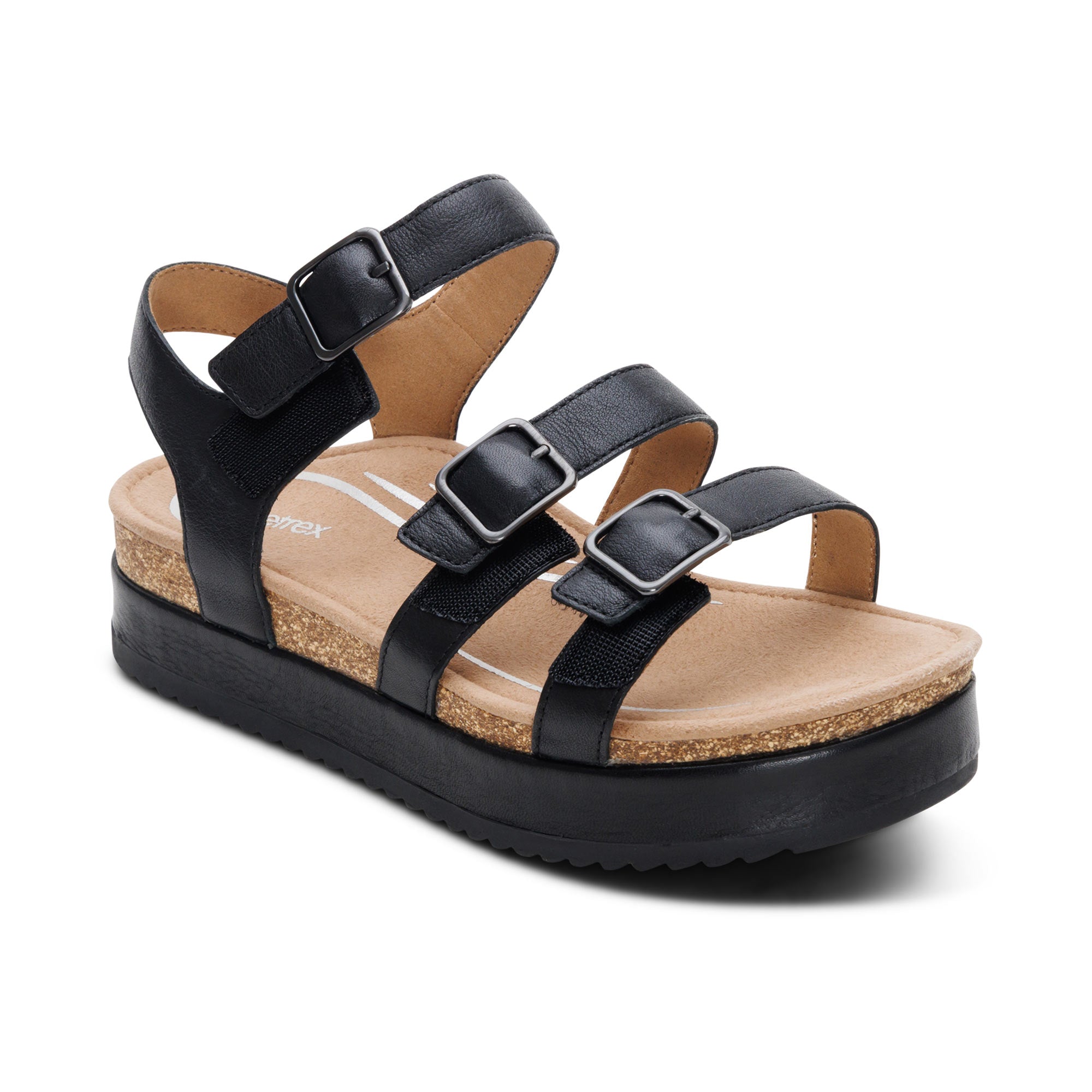 アリエル Aria Arch Support Platform Sandal - Black – aetrex