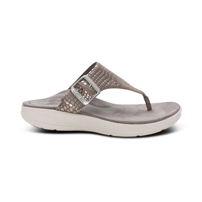 Donna Adjustable Thong Sandal Right Angle #color_pewter metallic