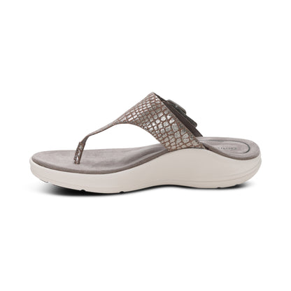 Donna Adjustable Thong Sandal Left Angle #color_pewter metallic