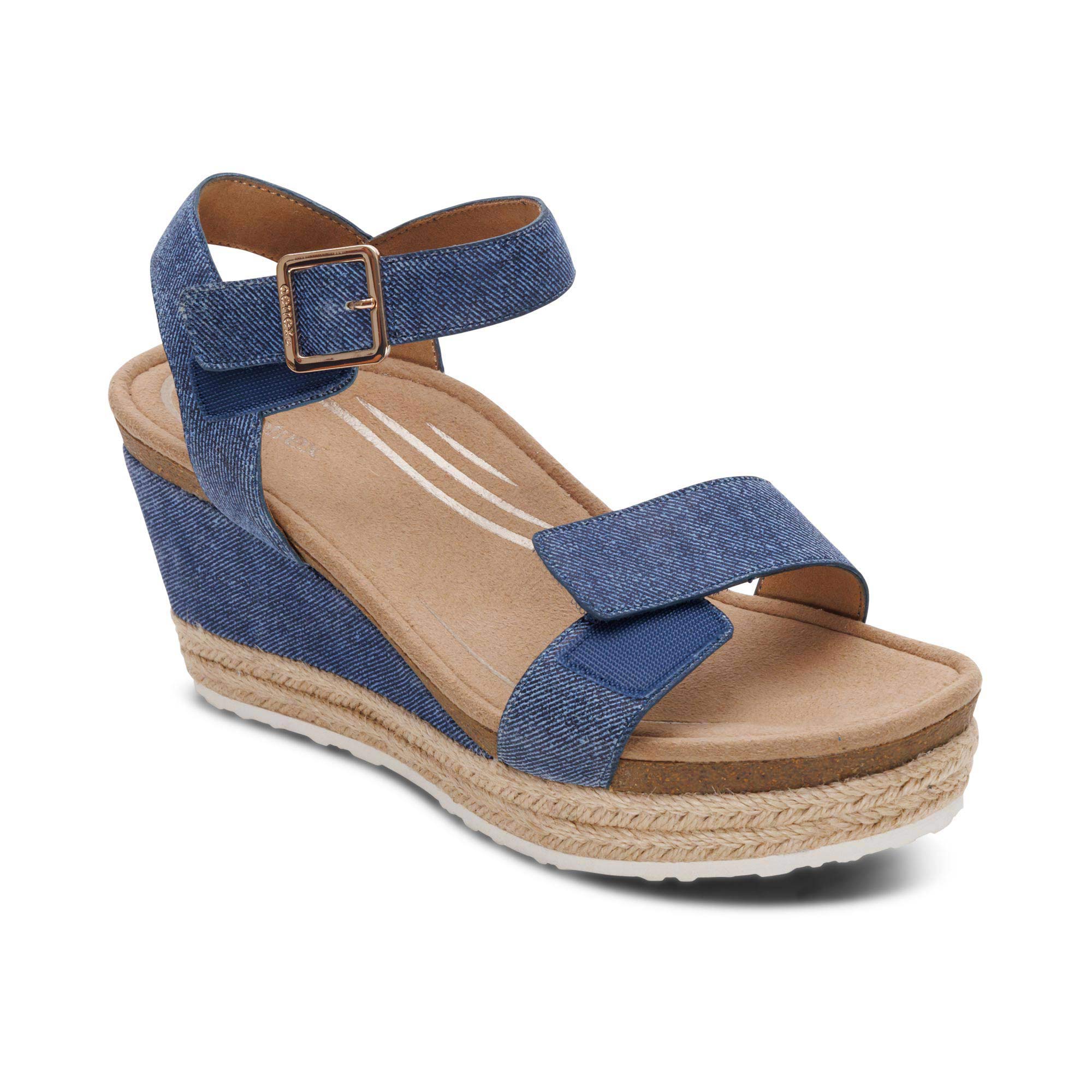Sydney Quarter Strap Espadrille Wedge - Denim – aetrex