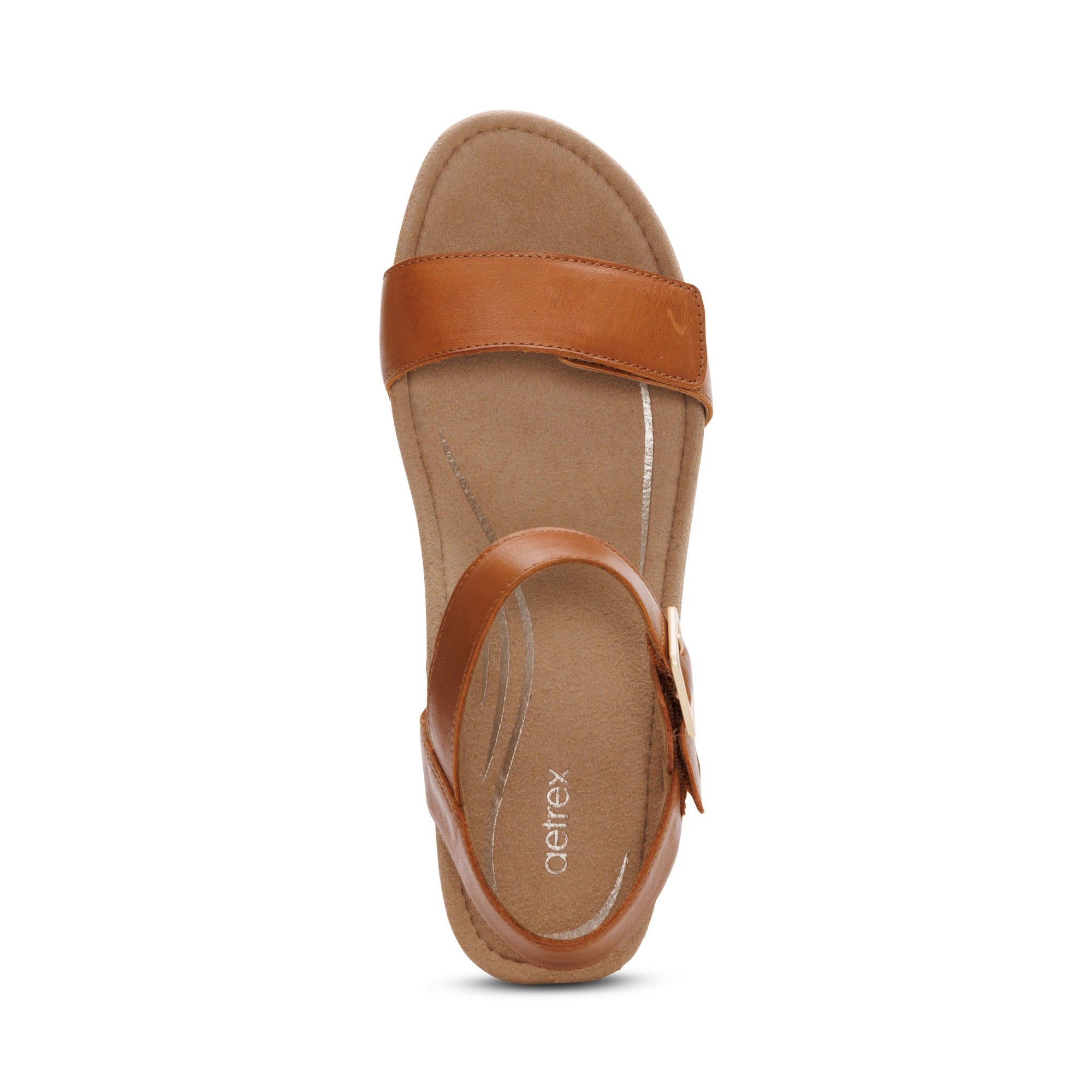 Sydney Quarter Strap Espadrille Wedge - Cognac – aetrex