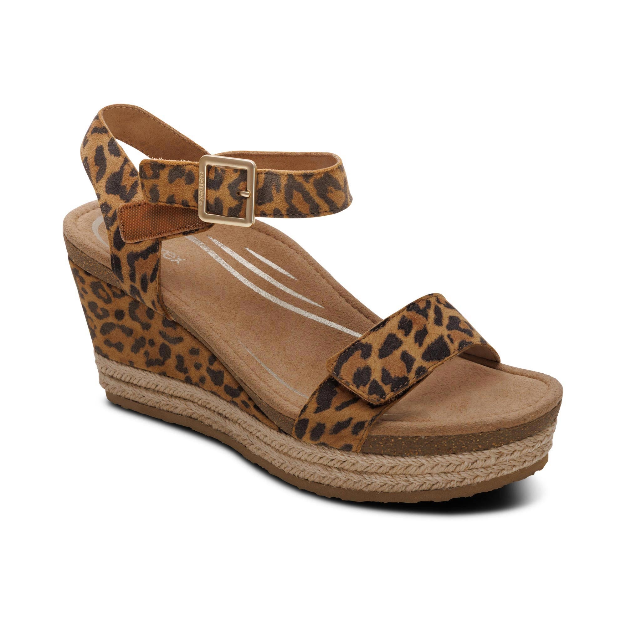 アリエル Sydney Quarter Strap Espadrille Wedge - Leopard – aetrex