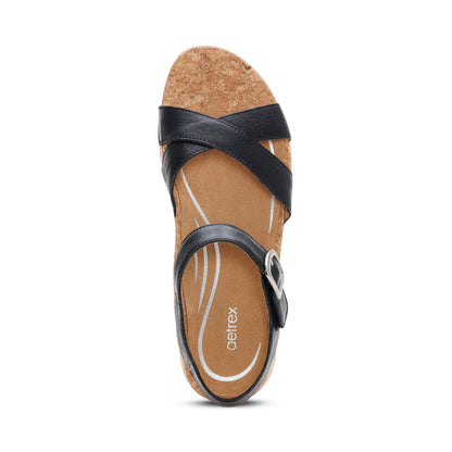 Flora Adjustable Quarter Strap Wedge  #color_black
