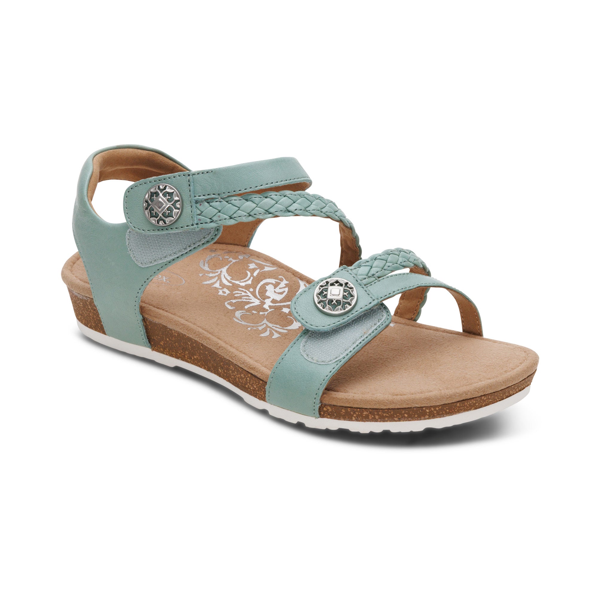 Jillian Braided Quarter Strap Sandal - Sage – aetrex