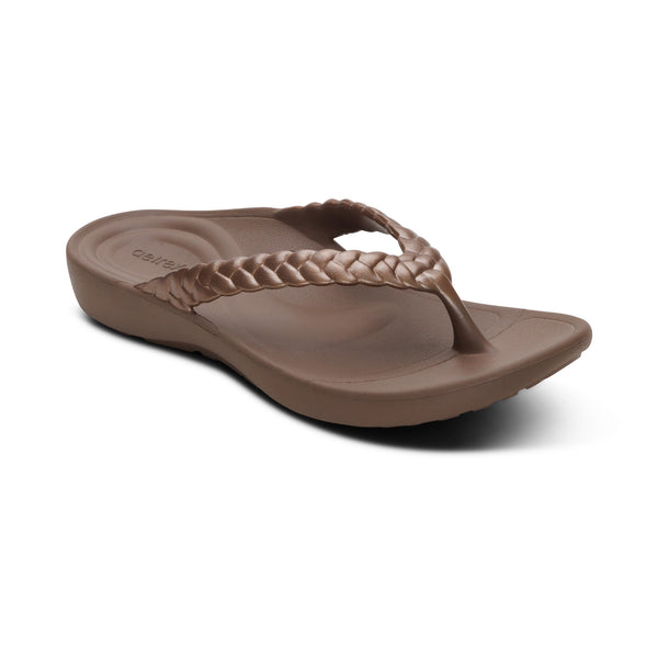 Vicki Braided Thong Sandal - Bronze Gloss – aetrex