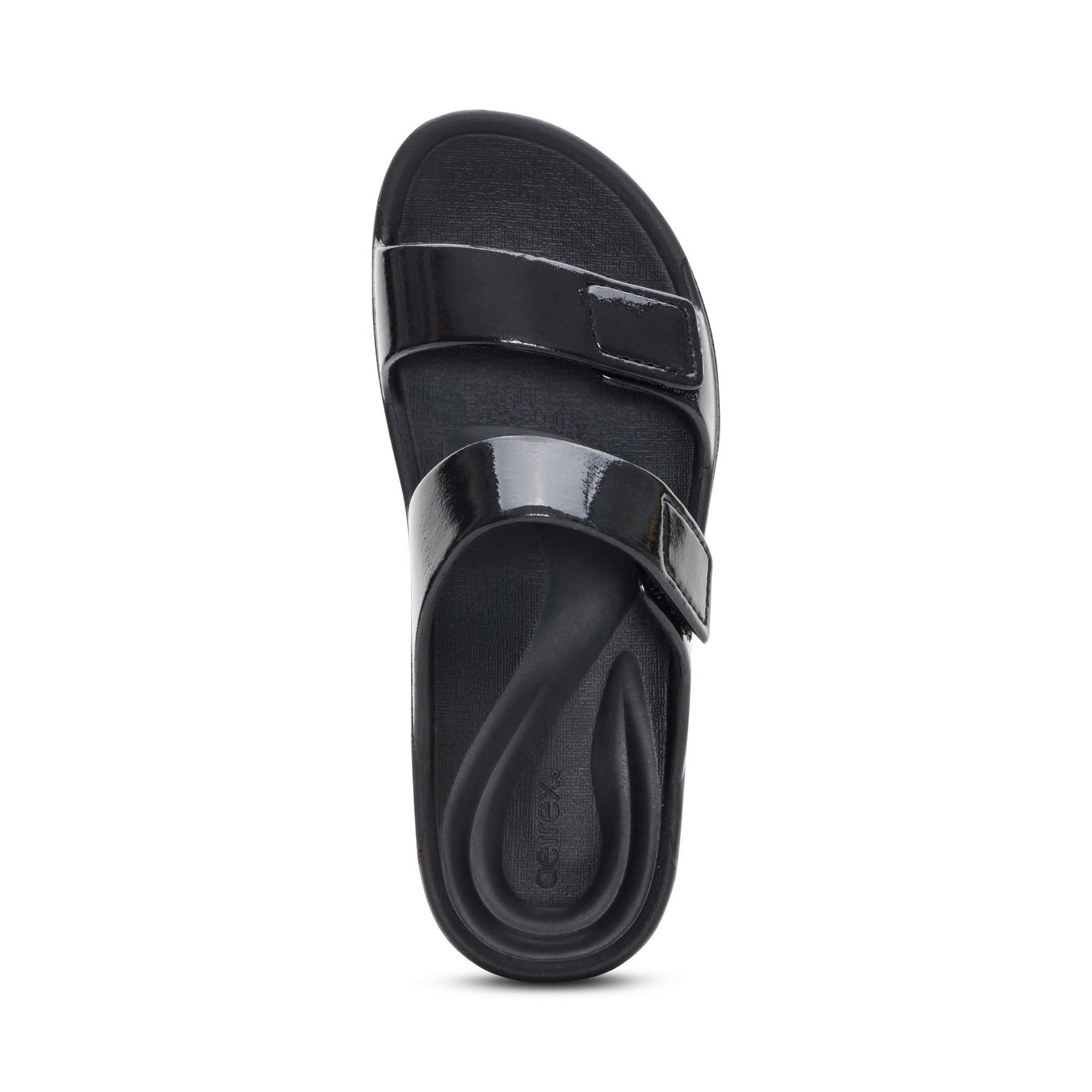 Kaia Two Band Slide - Black Gloss – aetrex
