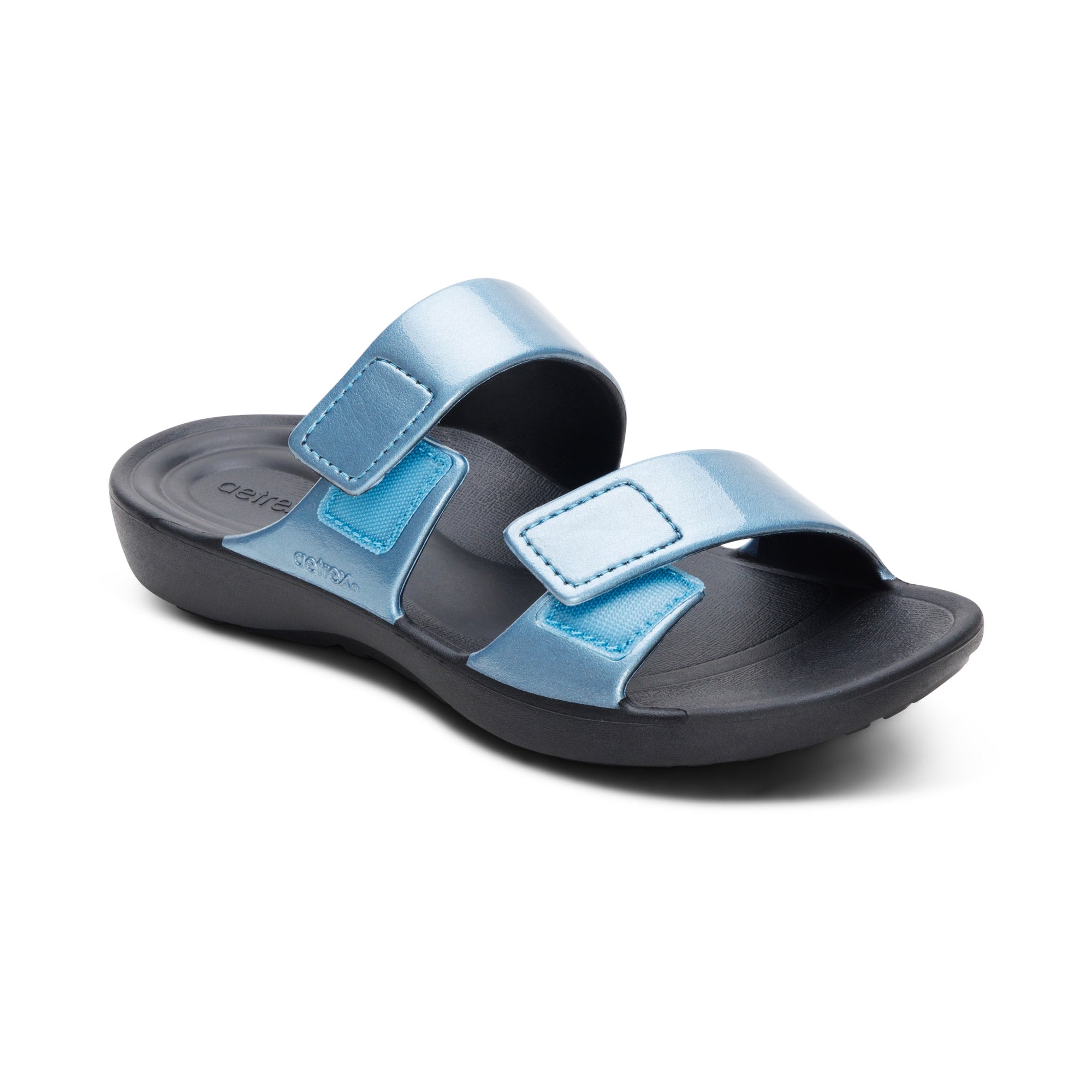Kaia Two Band Slide Extra Angle #color_blue pearlized