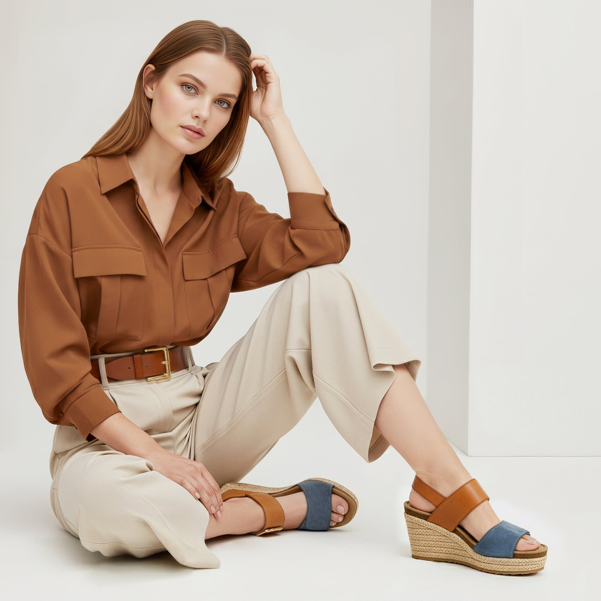 Ashley Arch Support Wedge #color_hazy blue multi