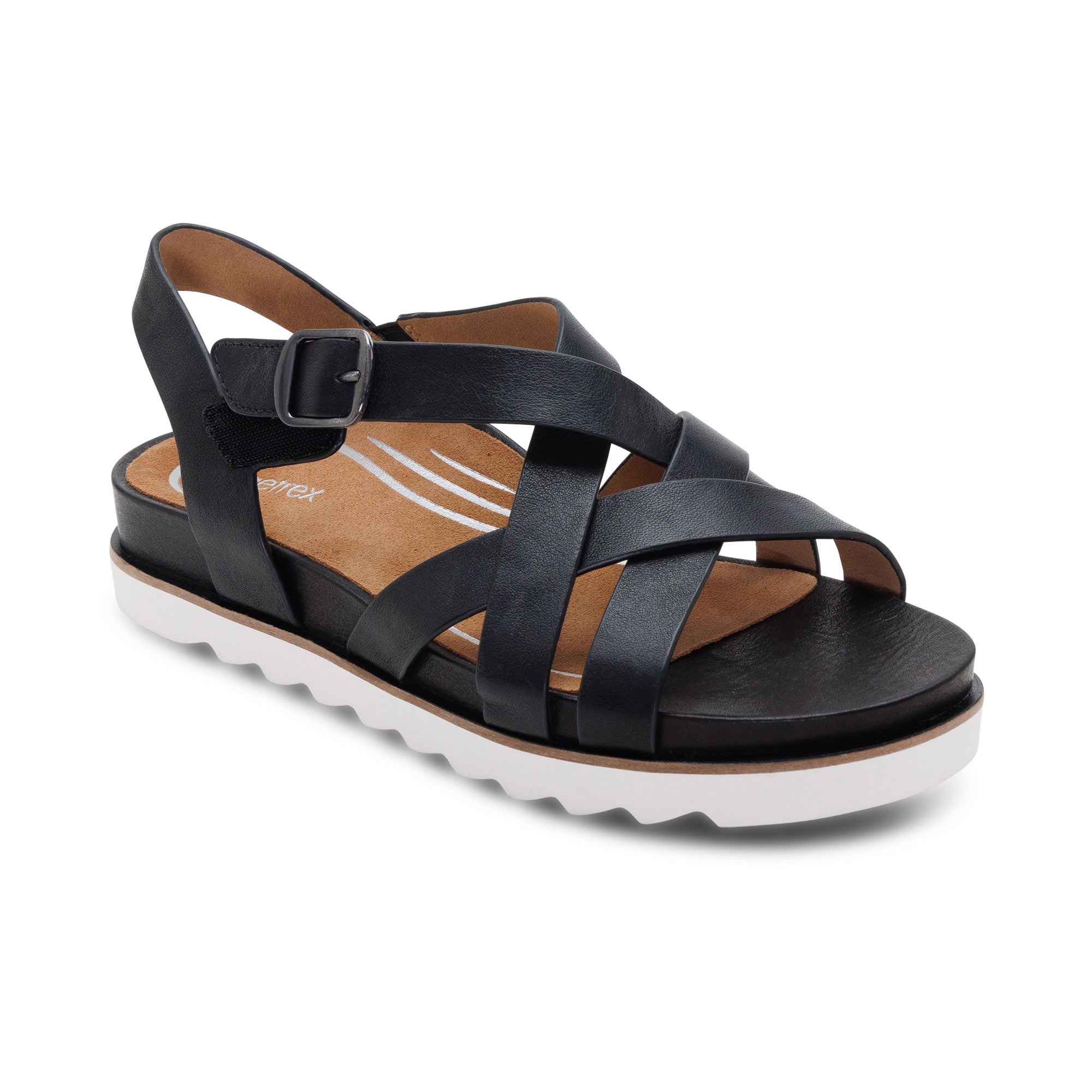 Carmen Cross Band Adjustable Sandal - Black – aetrex