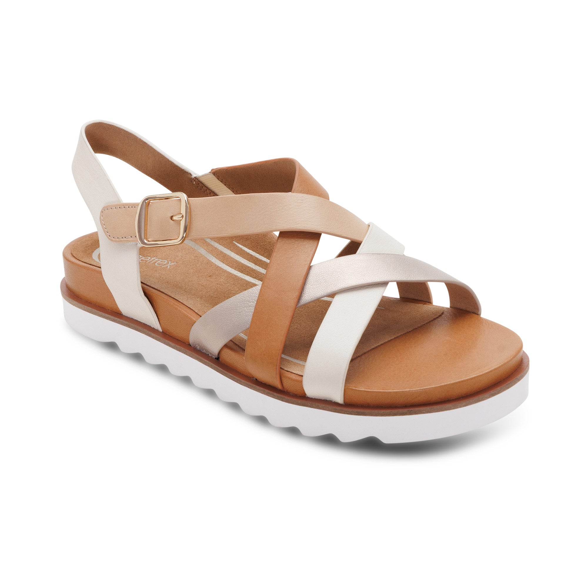 Carmen Cross Band Adjustable Sandal - Champagne Multi – aetrex