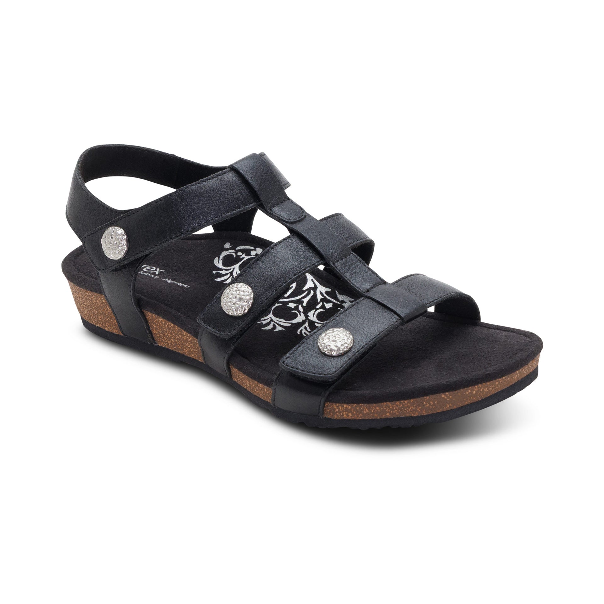 Veronica Arch Support Sandal - Black – aetrex display picture 1