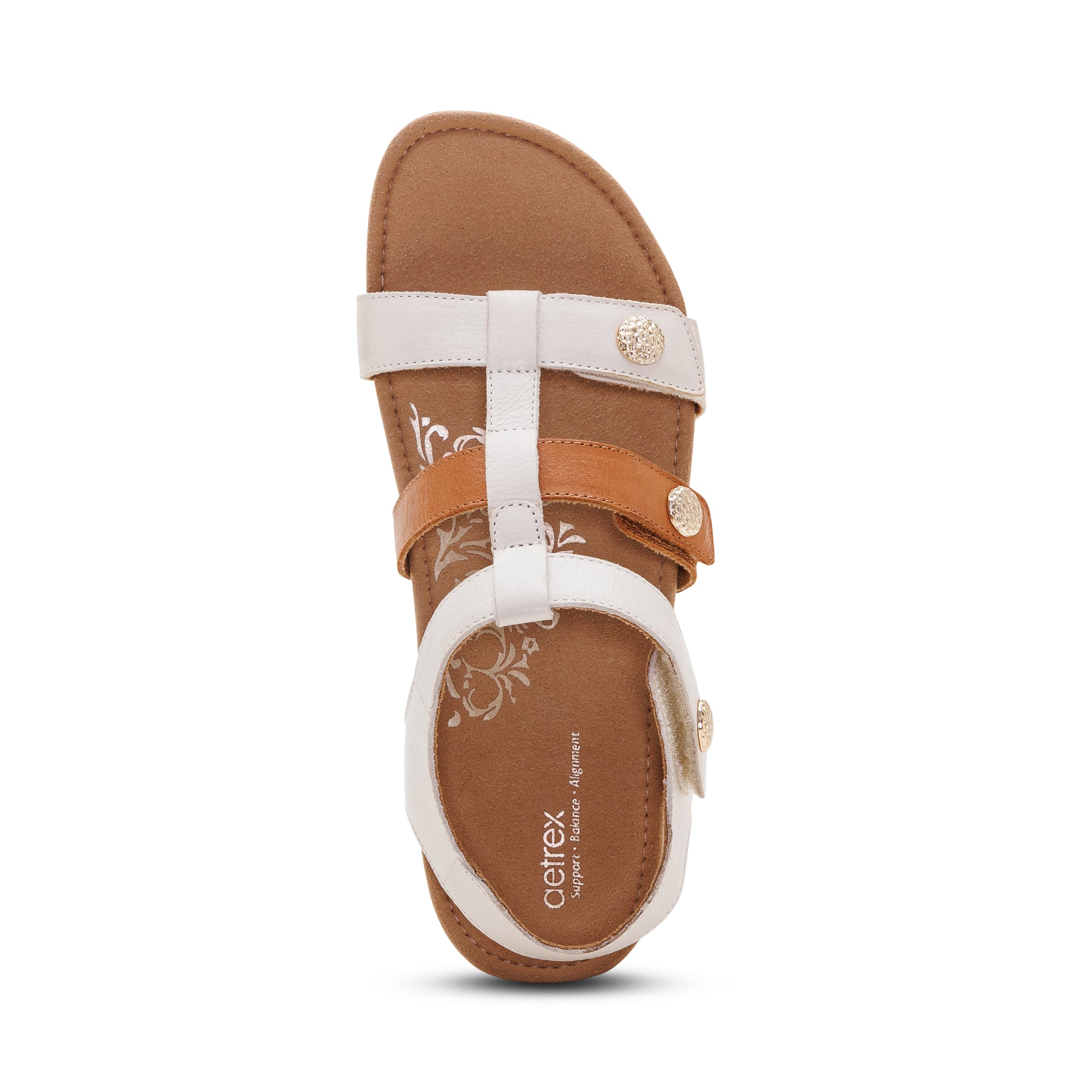 アンドウェラ/セカンド Veronica Arch Support Sandal - Tan White Multi – aetrex