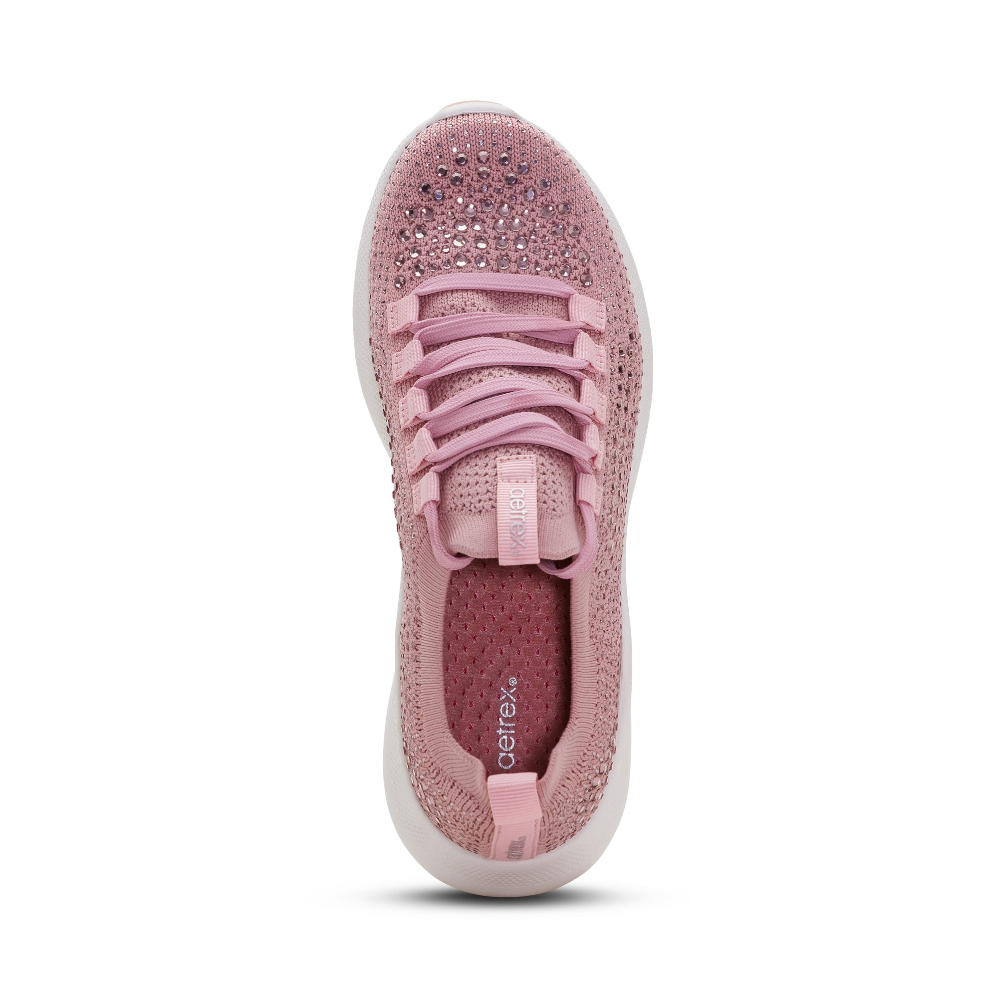 Carly Arch Support Sneaker top Angle #color_pink sparkle