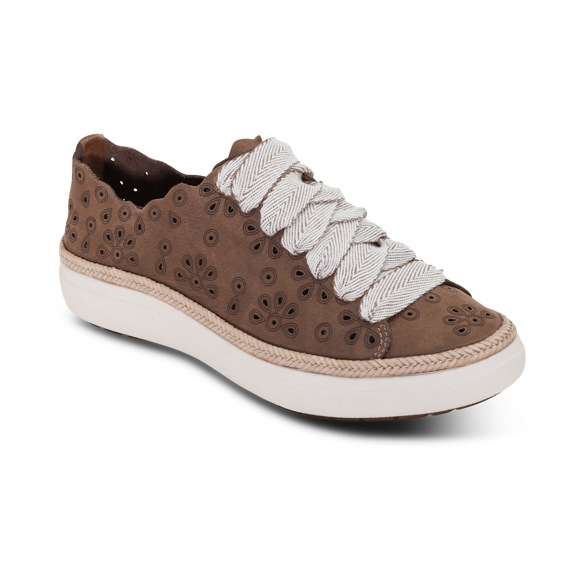 夏洛特 Charlotte Lace-Up Sneaker - Taupe Nubuck – aetrex