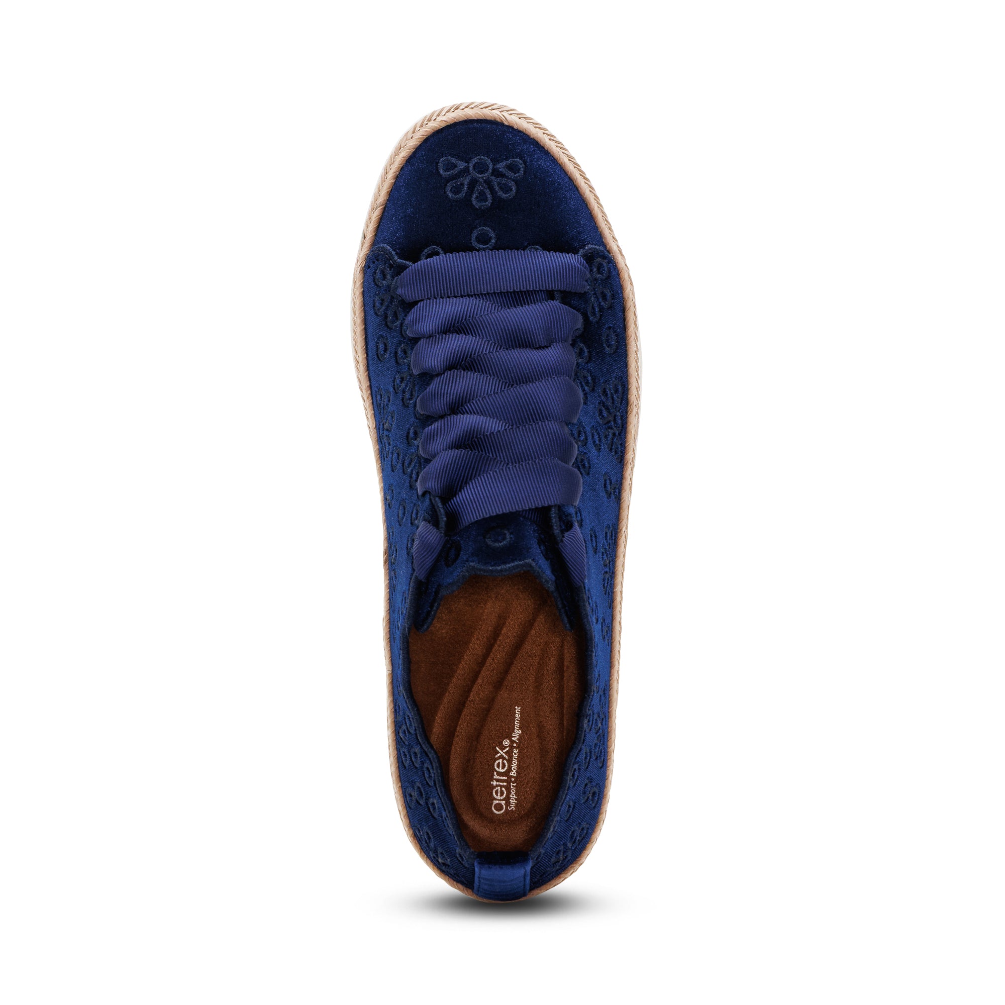 Charlotte Lace-Up Sneaker top Angle #color_navy velvet