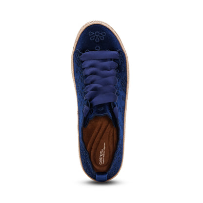 Charlotte Lace-Up Sneaker top Angle #color_navy velvet