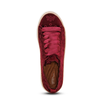 Charlotte Lace-Up Sneaker top Angle #color_burgundy velvet