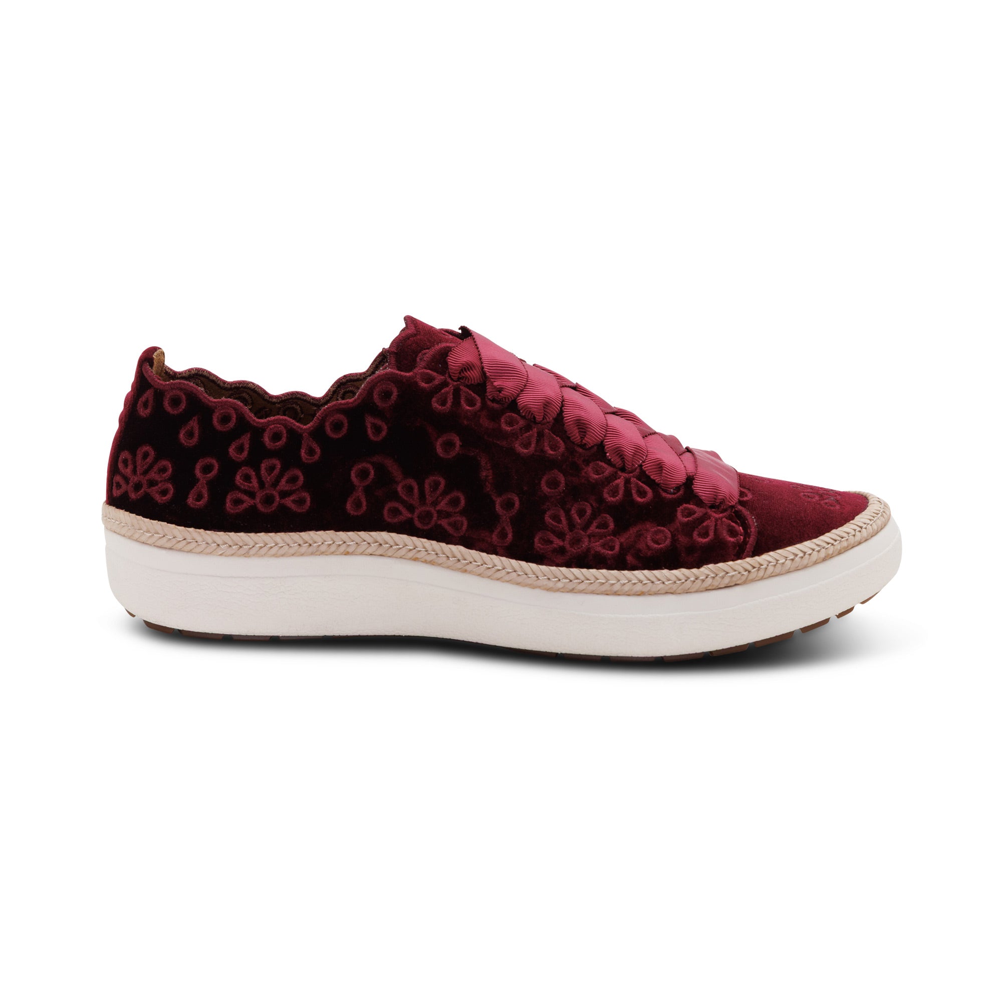 Charlotte Lace-Up Sneaker right Angle #color_burgundy velvet