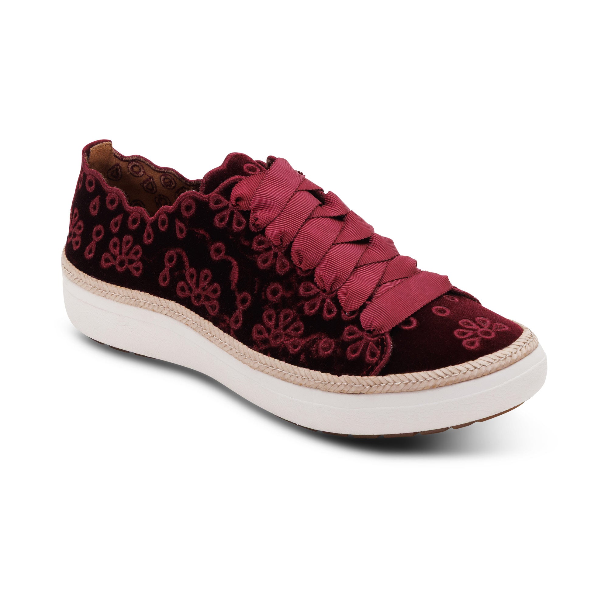 Charlotte Lace-Up Sneaker catalog Angle #color_burgundy velvet