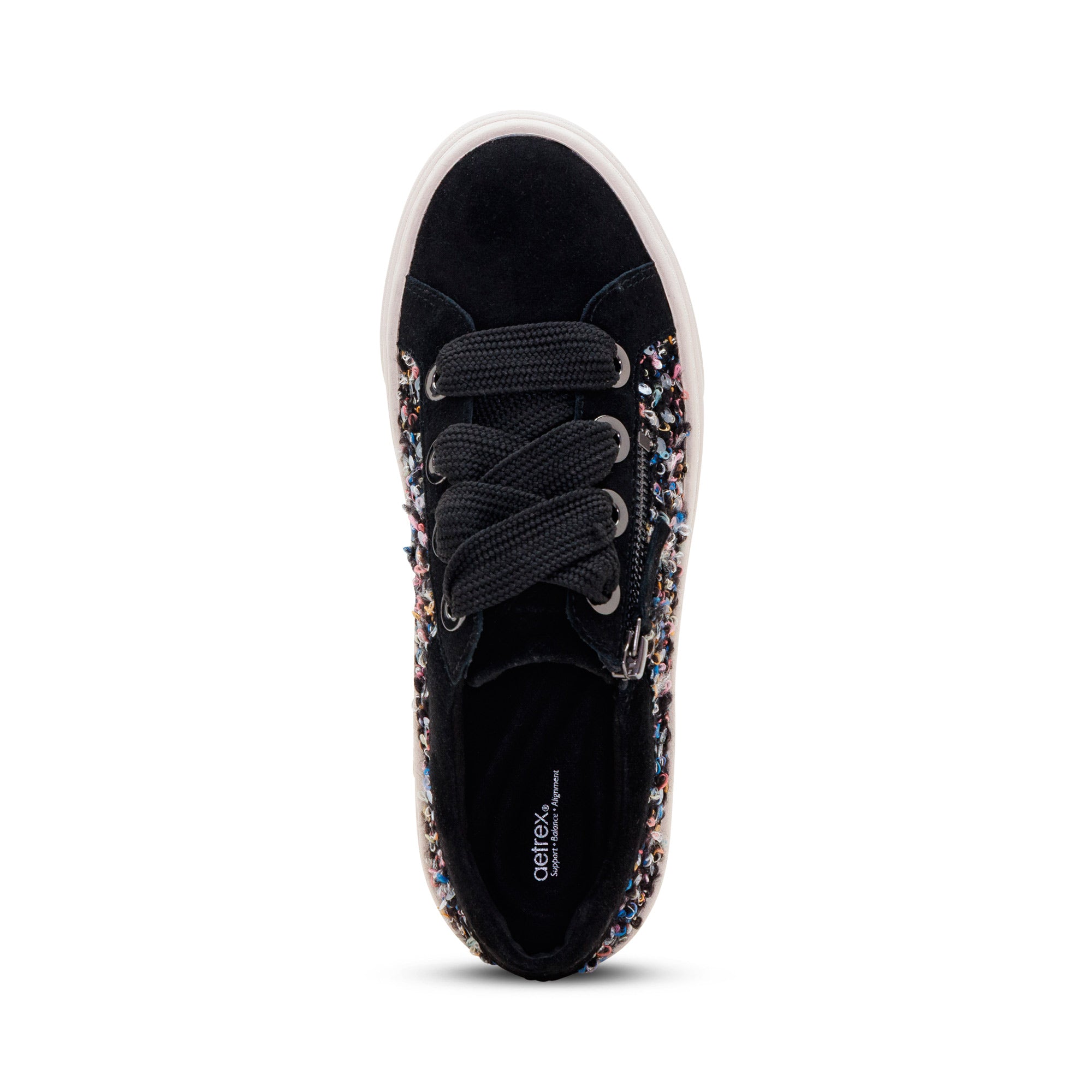 Aubrey Arch Support Platform Sneaker top Angle #color_black knit