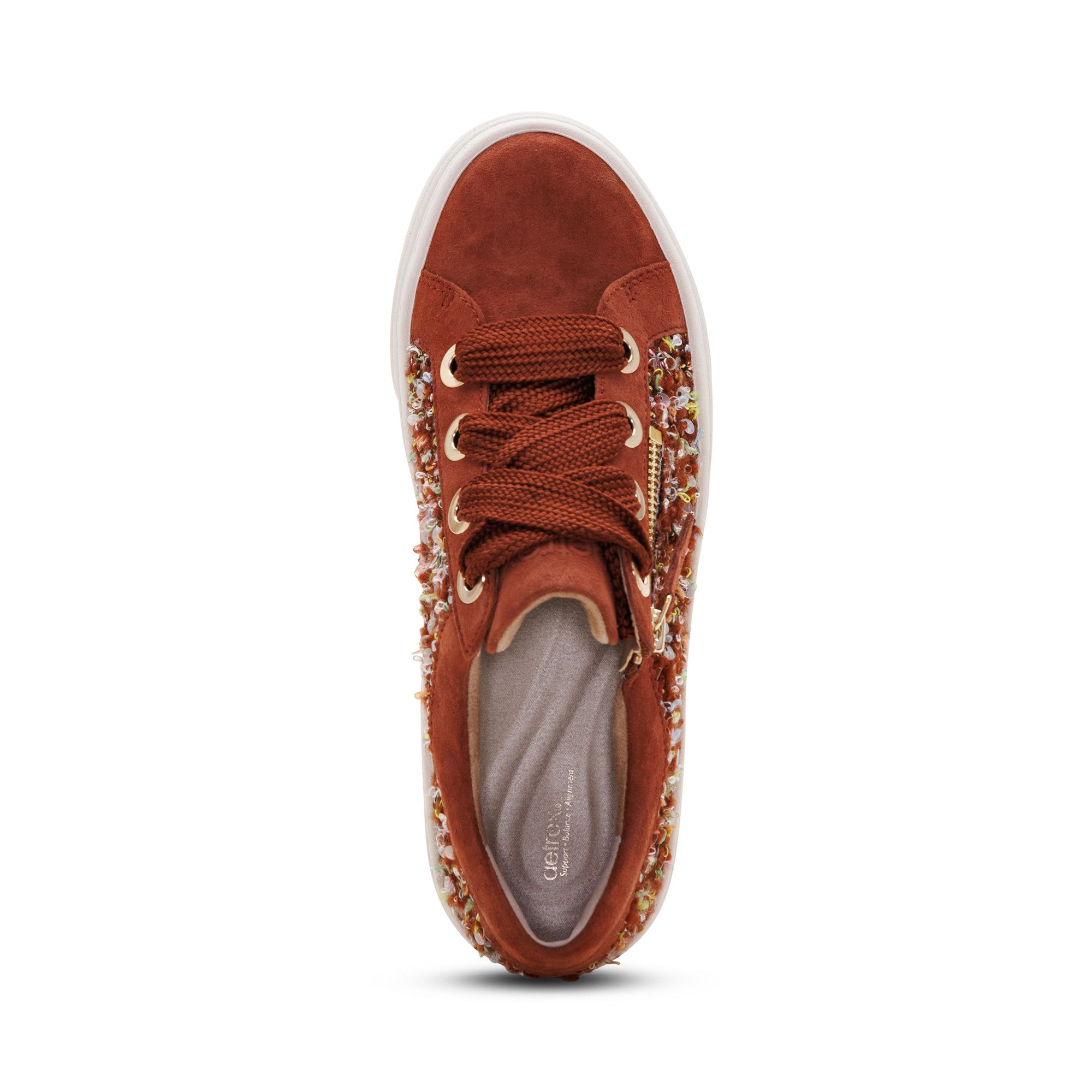 Aubrey Arch Support Platform Sneaker top Angle #color_russet knit