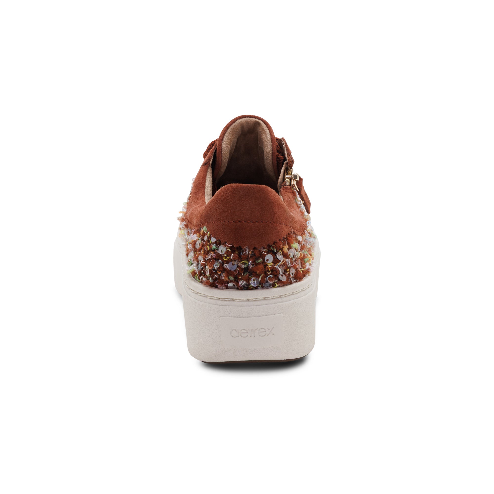 Aubrey Arch Support Platform Sneaker rear Angle #color_russet knit