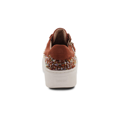 Aubrey Arch Support Platform Sneaker rear Angle #color_russet knit